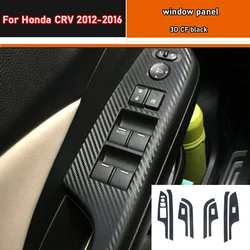 Car Styling Black Carbon Decal Car Window Lift Button Switch Panel Cover Trim Sticker 4 Pcs/Set For Honda CRV 2012-2016