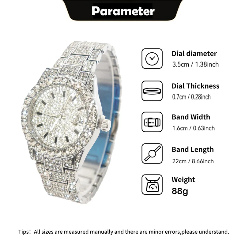 UNIGUET ساعة ماسية كبيرة للنساء فاخرة الفولاذ المقاوم للصدأ كوارتز ساعة معصم أنيقة الشظية مثلج خارج ساعة السيدات 2025 رائجة البيع