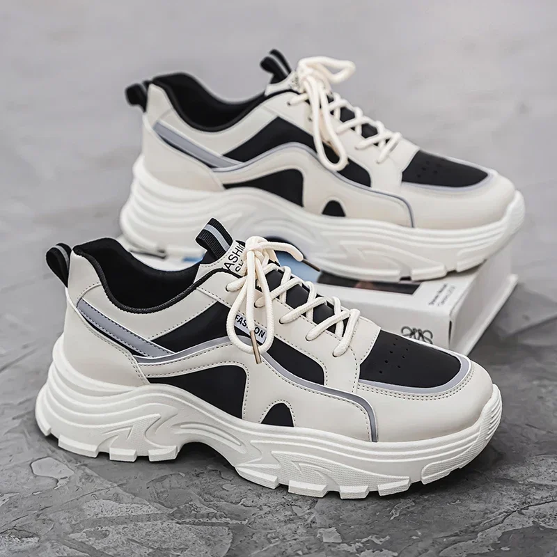 

2025 Новый стиль, модная кожаная мужская обувь с вышитой сеткой - Мужская повседневная спортивная обувь - Мужские модели на подъеме