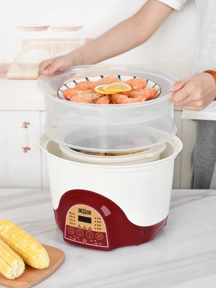 220V Meiyi หม้อสตูว์ไฟฟ้าอัตโนมัติขนาดใหญ่ความจุน้ํา Stewing ซุปโจ๊ก Congee Maker