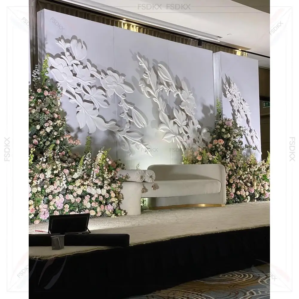 

Wedding Supplier White Arch Backdrop 3d Artificial Flowers Backdrop Arch White
