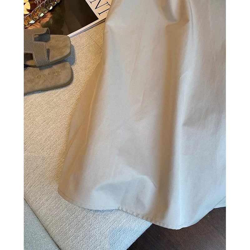 Vestidos coreanos sencillos con cremallera y cuello vuelto sin mangas para mujer, camiseta sin mangas informal con temperamento de verano, vestido por debajo de la rodilla, ropa para mujer