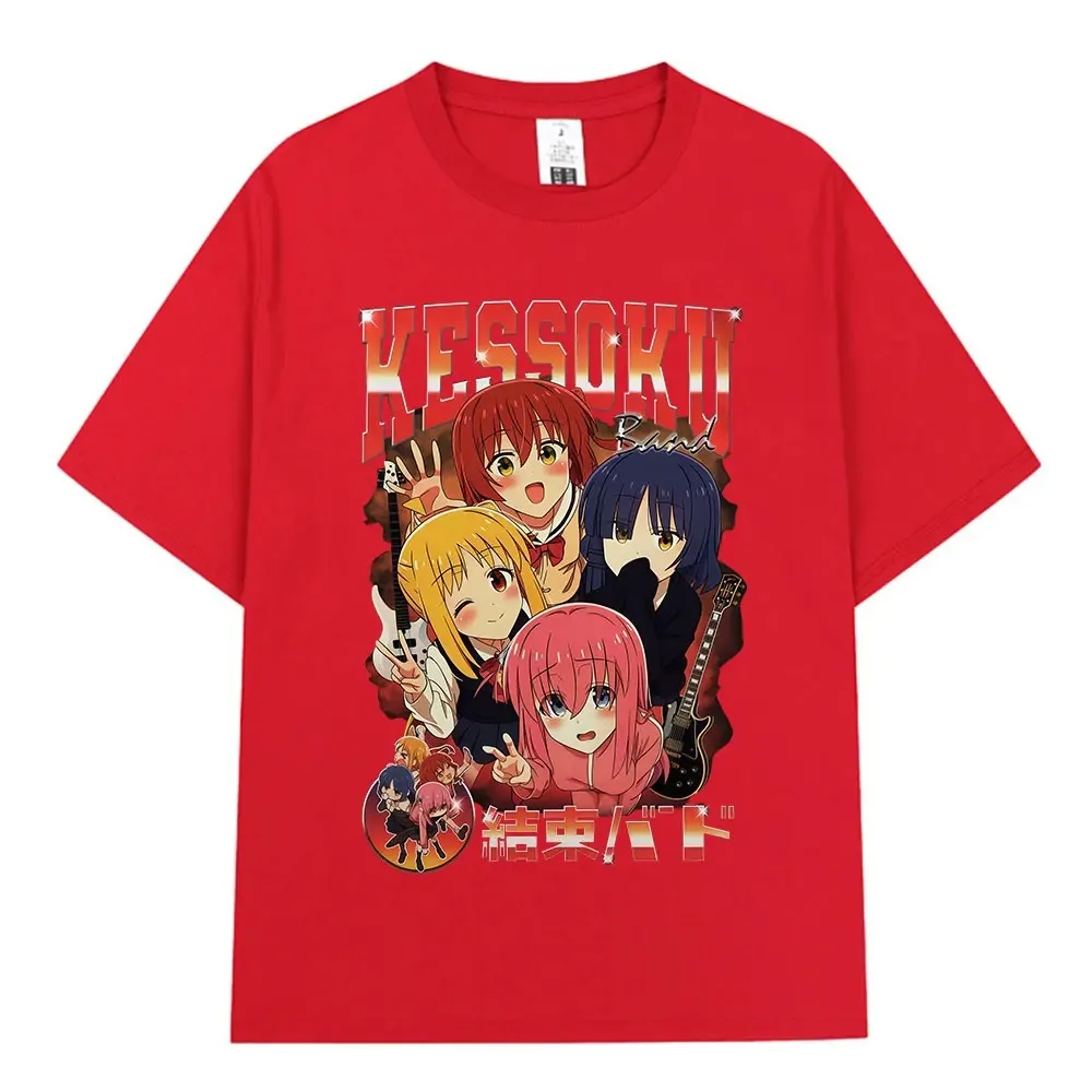 Japanese Anime Bocchi The Rock Gotoh Hitori Kessoku Band T-Shirt, Fashion Harajuku Style Cotton Loose Tee for Men and Women