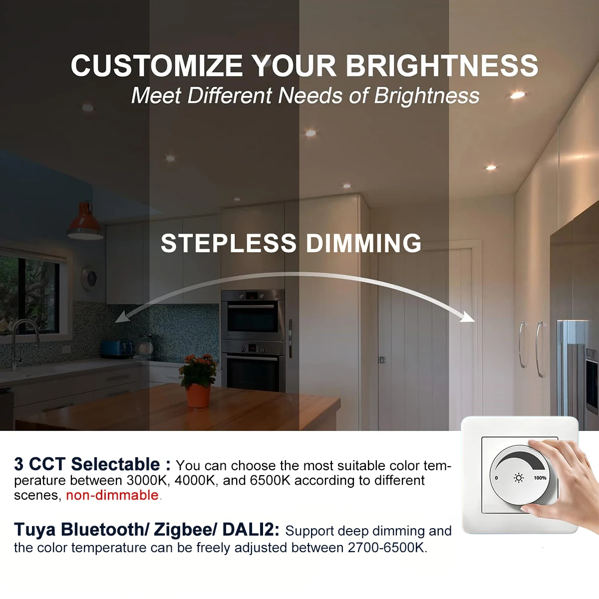 Tuya Zigbee DALI Smart LED Downlight Blendfreie Einbauleuchte 3 CCT Schwarz/Weiß 110/220 V Dimmbare Deckenleuchte Schlafzimmer Küche