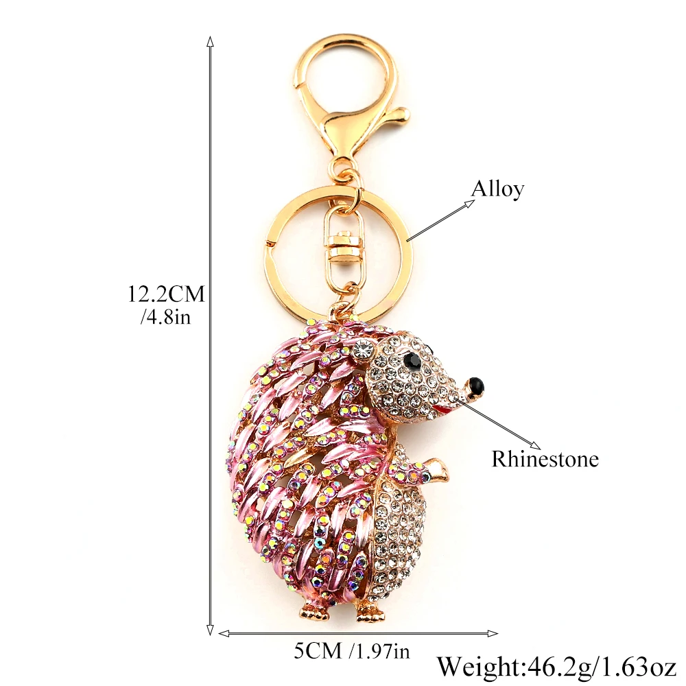 Igel-Strass-Schlüsselanhänger, niedlicher Waldtier-Taschenanhänger, Geschenk für Frauen, Teenager-Mädchen, Rucksack, Alltags-Geldbörsen-Accessoire, Schmuck – Detail 3