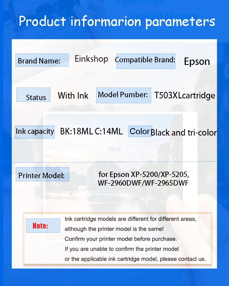 EINKSHOP 503XL 503 XL T503 T503XL Premium Color Compatible Inkjet Ink Cartridge for Epson XP-5200/XP-5205,WF-2960DWF/WF-2965DWF