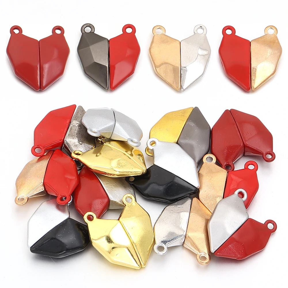 3 Sets Alloy Magnetic Clasps Colored Heart shape Magnet Buckle Connectors For DIY Couple Bracelet Necklace Jewelry Accessories