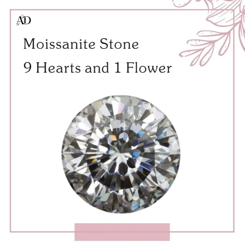 

Moissanite Stone Round Shape 9 Hearts and 1 Flower Cutting D Color with GRA Certificate Charms Beads for jewel making