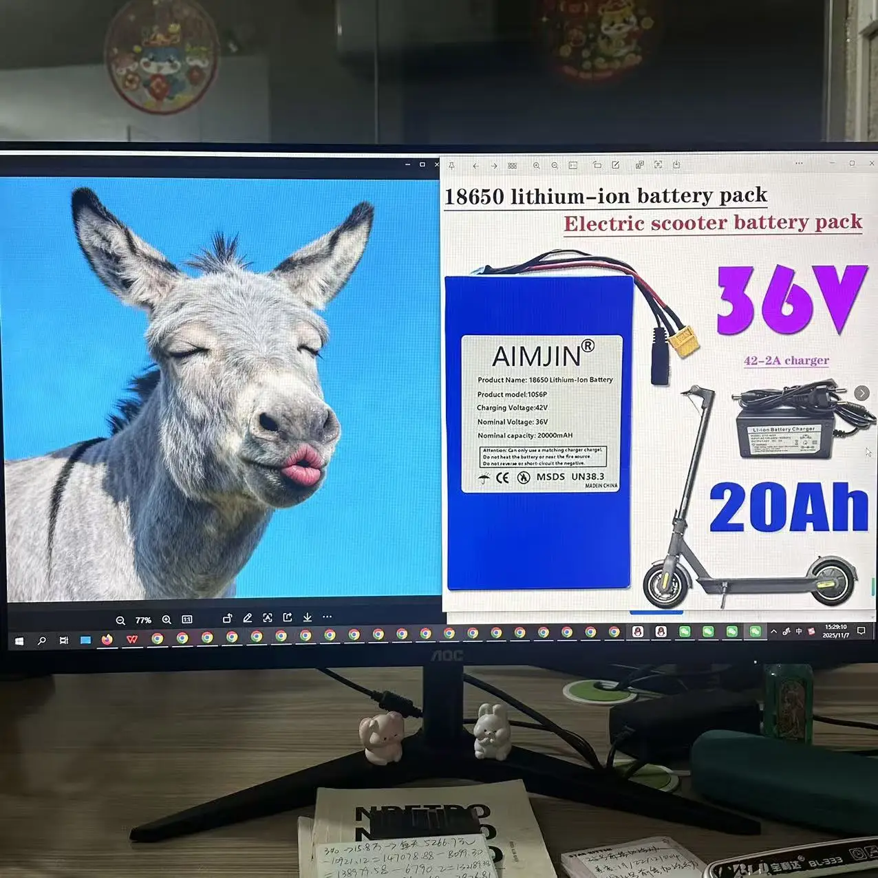 

High Capacity Lithium 10S6P 36V 20Ah Battery 500-1000W for Various Vehicles Original Design Customizable for Electrical Needs