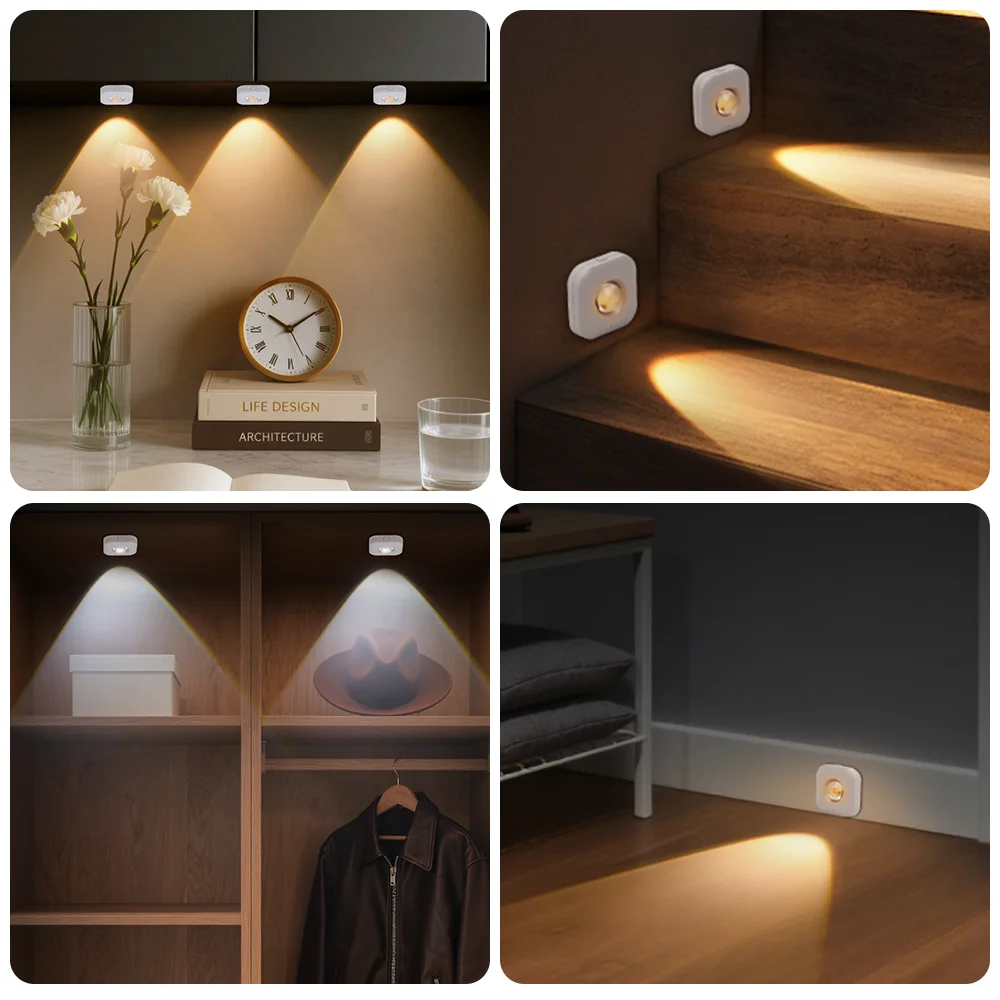 ضوء لاسلكي ضوء الليل محس حركة لطاولة السرير غرفة نوم المغناطيس خزانة الإضاءة لغرفة النوم خزانة بجانب السرير الدرج