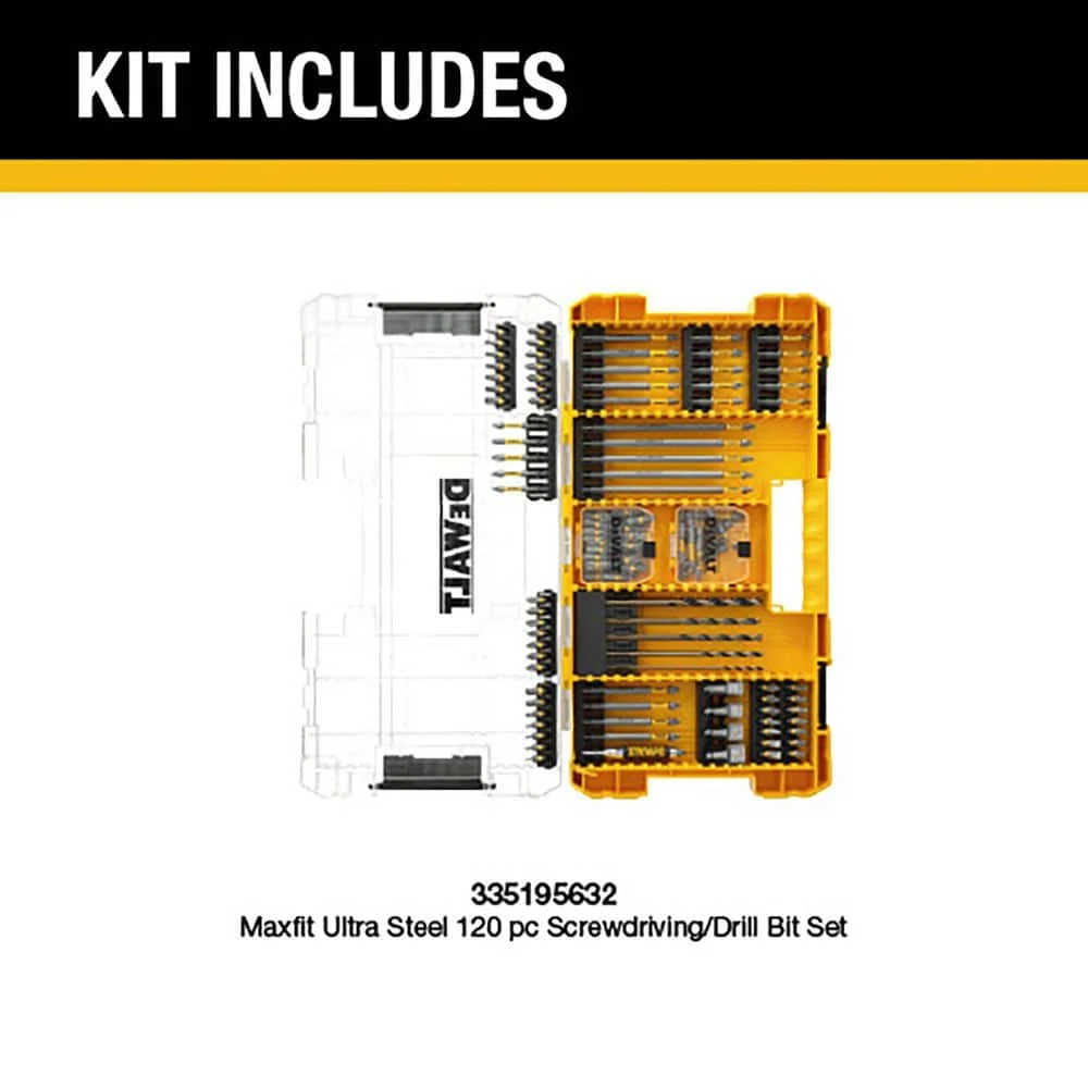 DEWALT DWAUMF120SET Maxfit Ultra Steel Screwdriving/Drill Bit Set (120-Piece) with Large Toughcase Power Tool Accessories