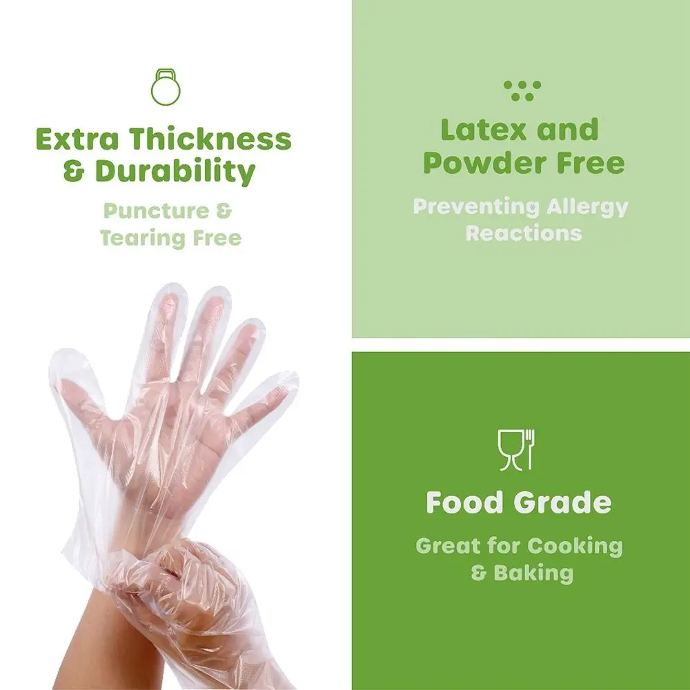 100Pcs Transparent Disposable Gloves Household Food Grade Acid Work Safety Latex Free Gloves Non-Slip TPE Cleaning Gloves