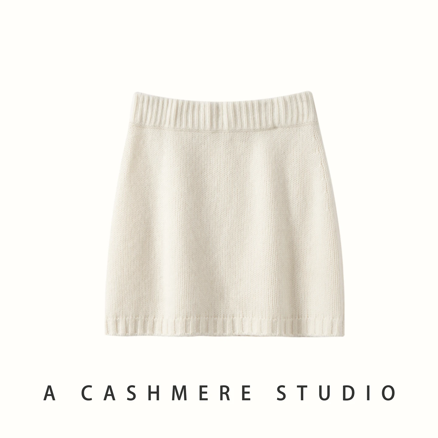 100% Cashmere Skirt Women's Mini Skirts Elastic Waist Slim Fit Autumn Winter Office Lady Thick Above Knee Dress Cashmere Knitted