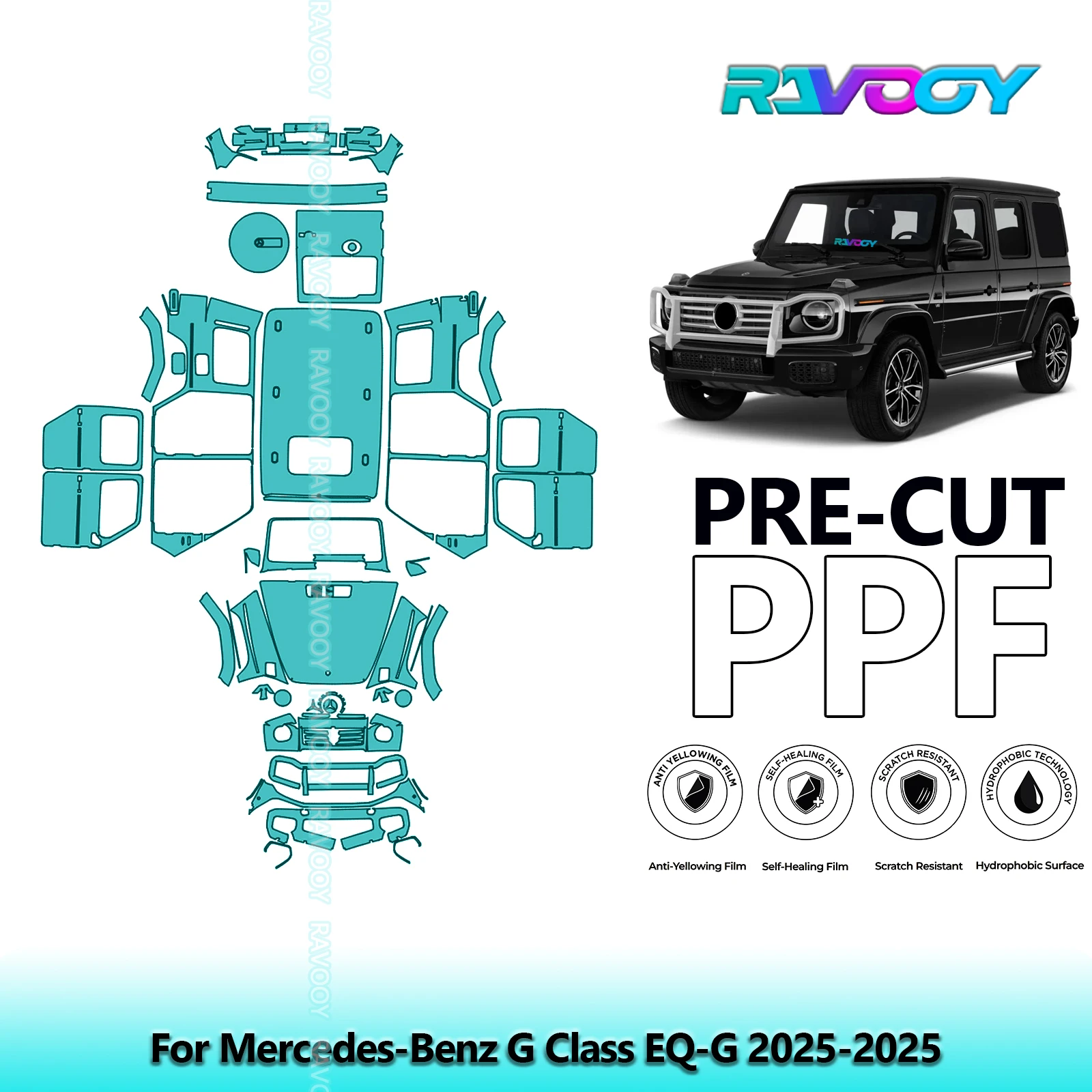

Full Vehicle Clear Bra Precut PPF Paint Protection Film For Mercedes-Benz G Class EQ-G 2025-2025