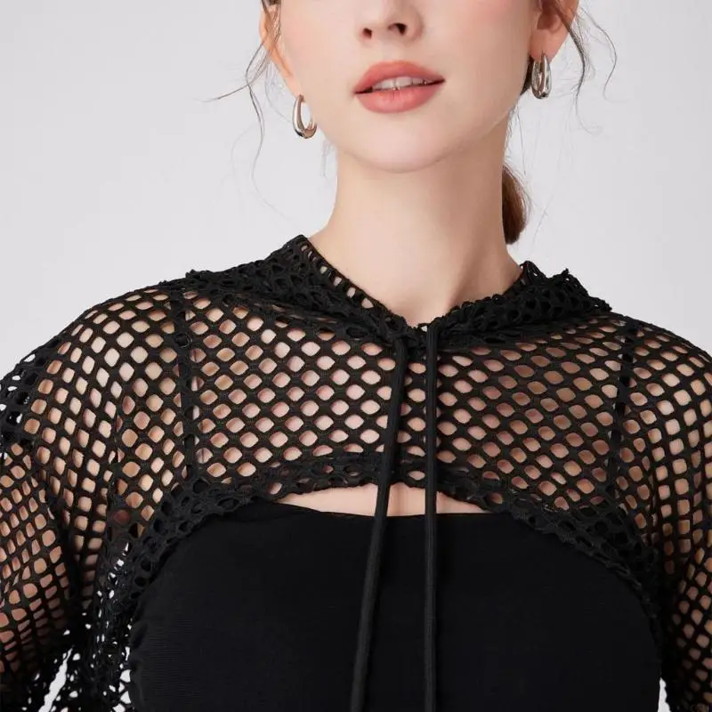 C71F أنيقة انفصال كاذبة طوق كم طويل سترة الإناث نصف قميص كم طويل كاذبة طوق سترة فستان العرض #3