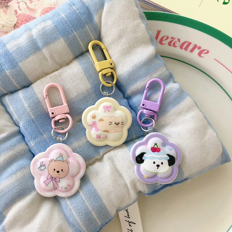 Cartoon Bloem Bedrukt Keychian Kawaii Creatieve Sleutelhanger Mode Prachtige Rugzak Decoratie Accessoires Geschenken