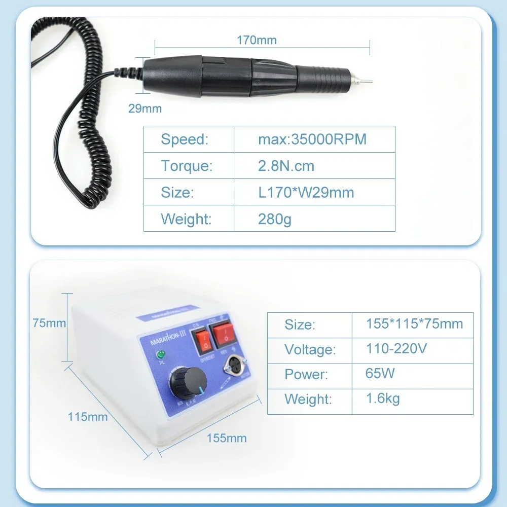 ELIJAH 35000 RPM Polishing Machine E-Type Micromotor For Denture Polish Equipment Dental Handle Grinder Manicure Tool