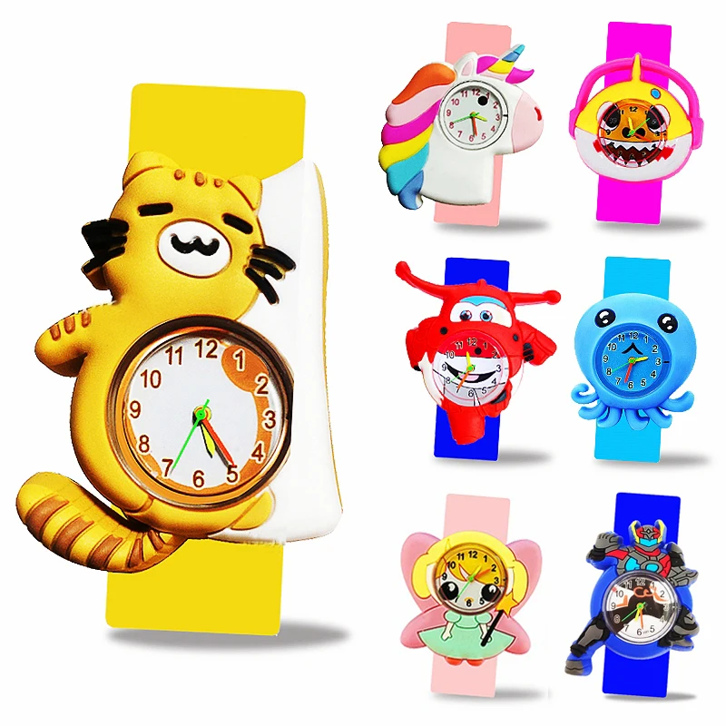 Hot Selling Children Watch Boy Cartoon Tiger Clock Silicone Patted Bracelet Student Lovely Cool Child Gift Girl Kids Watches Toy