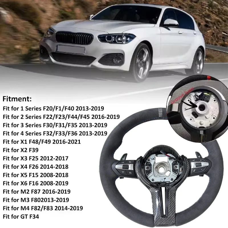 Met Carbon Trim Volledige Alcantara Stuurwiel voor BMW F01 F10 F20 F22 F30 F31 F32 M2 F87 M3 F80 M4 F82 F90 X5 F15 F16
