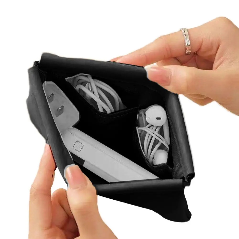 Bolsa de almacenamiento de PU con cierre automático, bolsa de almacenamiento de Cable de datos para auriculares, lápiz labial portátil, bolsa de cosméticos, monedero, 1 Uds.