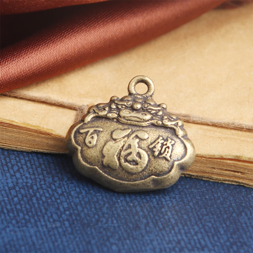 

3pcs Peace Lock Keychain Vintage Hanging Pendant for Keyring Bag Car Decor Chinese Style Charm Jewelry Accessories