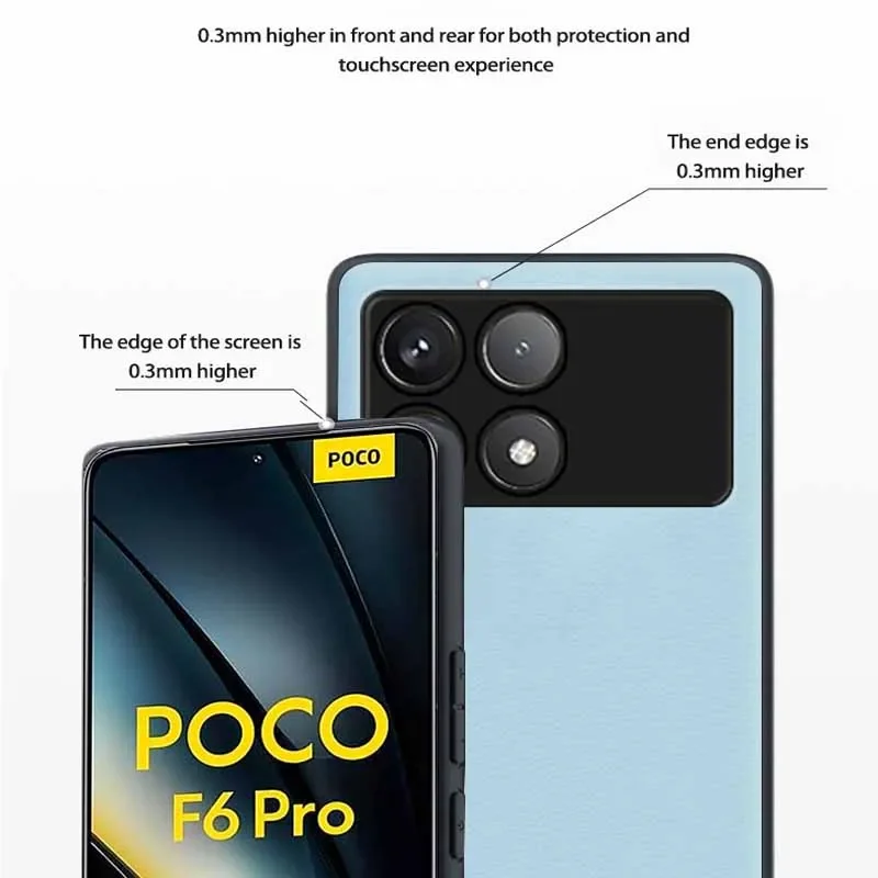 Чехол для Poco F6 Pro, простая кожаная задняя крышка для Xiaomi Poco F6 F 6 Pro, PocoF6 Little F6 Pro, 5G, ТПУ мягкая рамка, противоударные чехлы