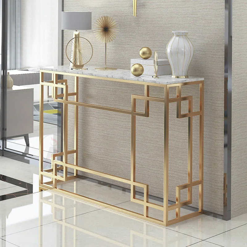 Nordic marble entrance table light luxury against the wall entrance table simple strip case end view narrow cabinet door hall ho