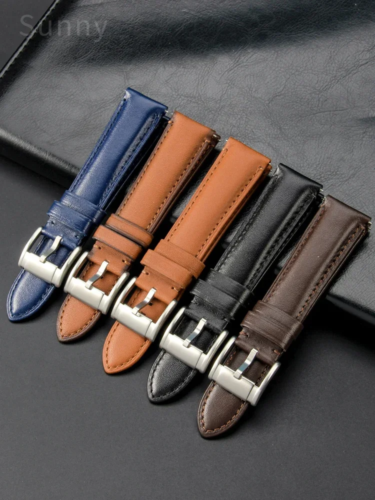 Genuine Leather Soft Quick Release Watchbands for Fossil FTW1114 FS4735 FS5436 Gentleman Waterproof 22 24mm Watch Strap