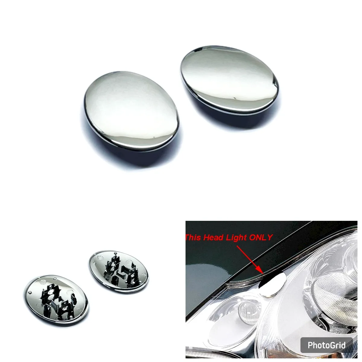 

Chrome Head Light Washer Nozzle Cover Caps(Left & Right) For Porsche 911 996 C2 C4 Turbo Facelift