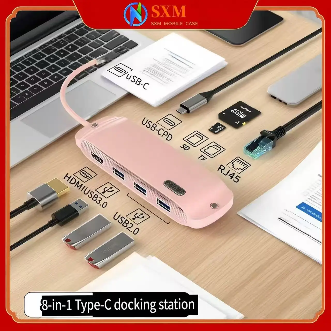 

High-appearance 8-in-1 Type-C expansion dock USB hub multifunctional hub computer converter expansion dock