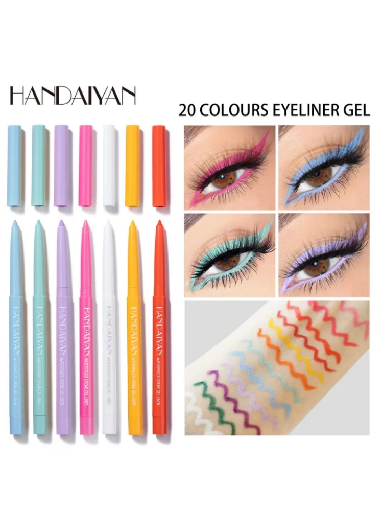 Ensemble de crayons Eyeliner crème imperméable coloré, Gel lisse, maquillage professionnel pour les yeux, longue durée