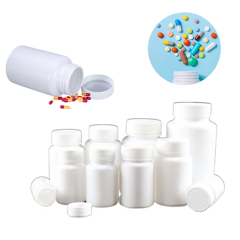 100PCS15ml-100ml White Plastic Solid Pill Bottles Leakproof Empty Portable Solid Powder Sealing Liquid Medicine Chemical Bottles