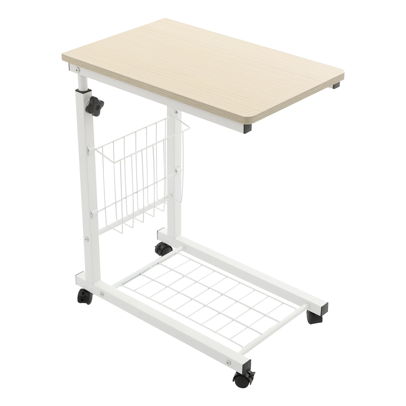 Adjustable Bed Side Table Side Table with Wheels  Mobile Standalone Table image 5