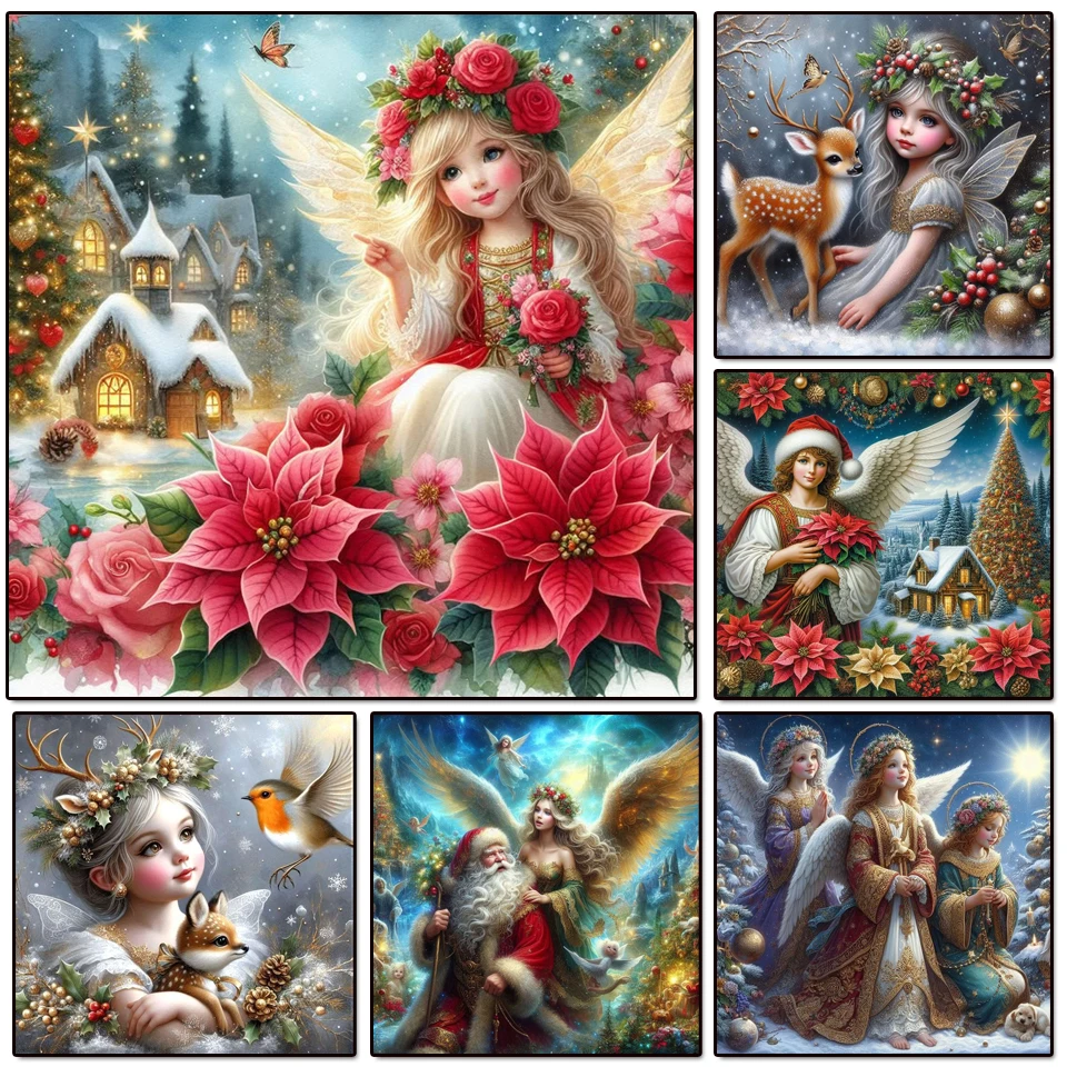 

Christmas Diamond Painting Kits New Arrivals Cute Angel Jewelry Cross Stitch Elf Girl Flower Elk Crafts Gifts Home Decoration