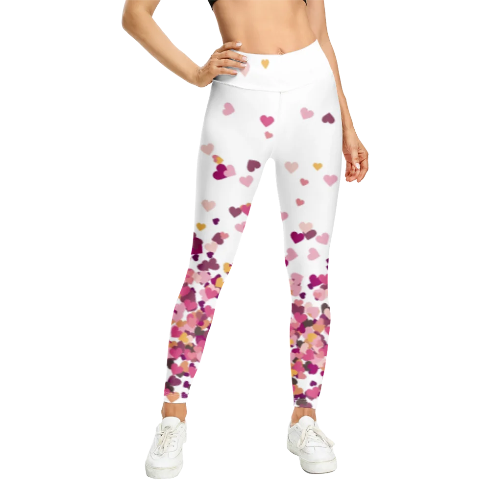 

Casual Love Heart Print Leggings Women Stretch High Waist Sexy Leggings Gym Party Trousers Fitness Push Up Tights Girl Clothing