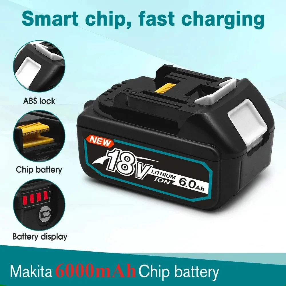

18V 6.0Ah Lithium ion for Makita 18v Battery BL1840 BL1850 BL1830 BL1860B 3.0Ah 5.0Ah 6.0Ah Original 18650 Rechargeable Battery