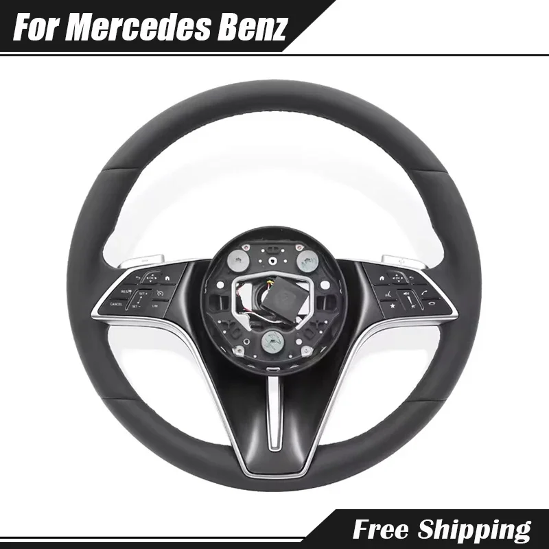 Car Steering Wheel Black Leather For Mercedes Benz W221 W222 W223 W204 W205 W167 W177 S65 GLA GLK GLC GLS GLS SKL MLS Auto Parts