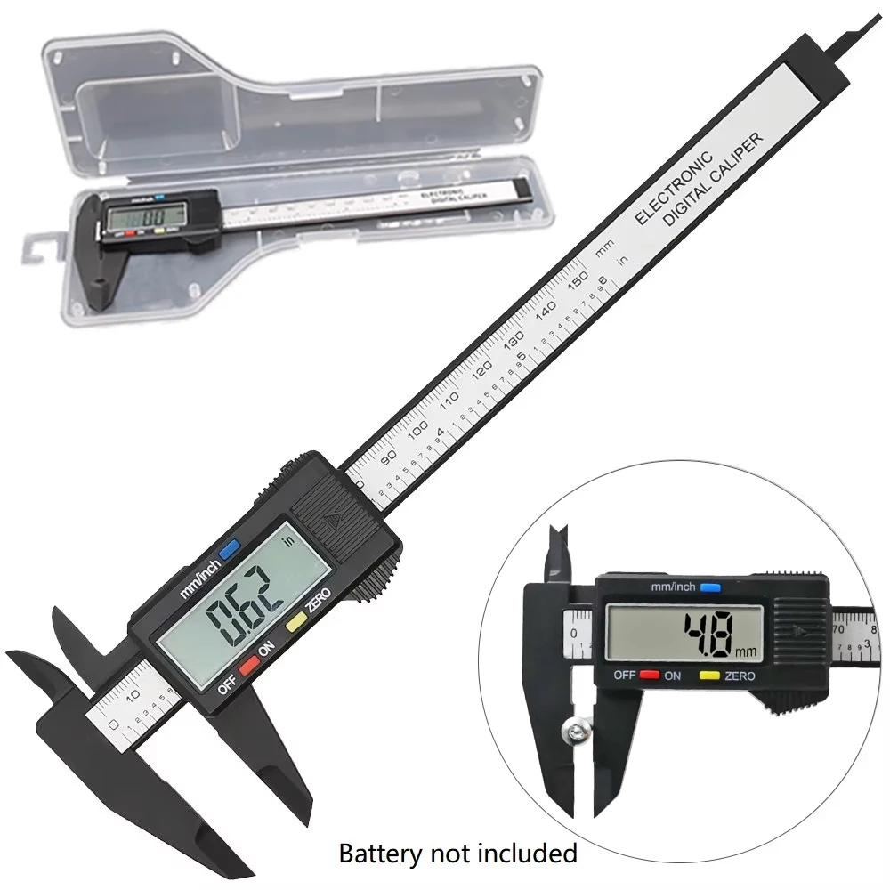 

150mm Electronic Digital Caliper Carbon Fiber Vernier Inch Convert Plastic Gauge Micrometer Ruler Woodwork Thickness Measuring