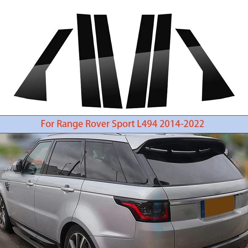 6Pcs Gloss Black Pillar Posts Cover For Range Rover Sport L494 2014-2022 Door Window Moulding Trim Sitcker Exterior Accessories