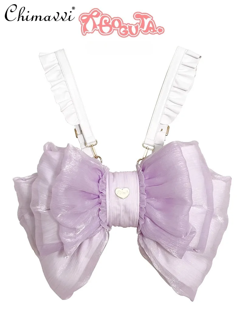 

Super Fairy Princess Sweet Gauze Big Bow Backpack Cute Girl Kawaii Lolita Y2K Women's Crossbody Tote Handbags