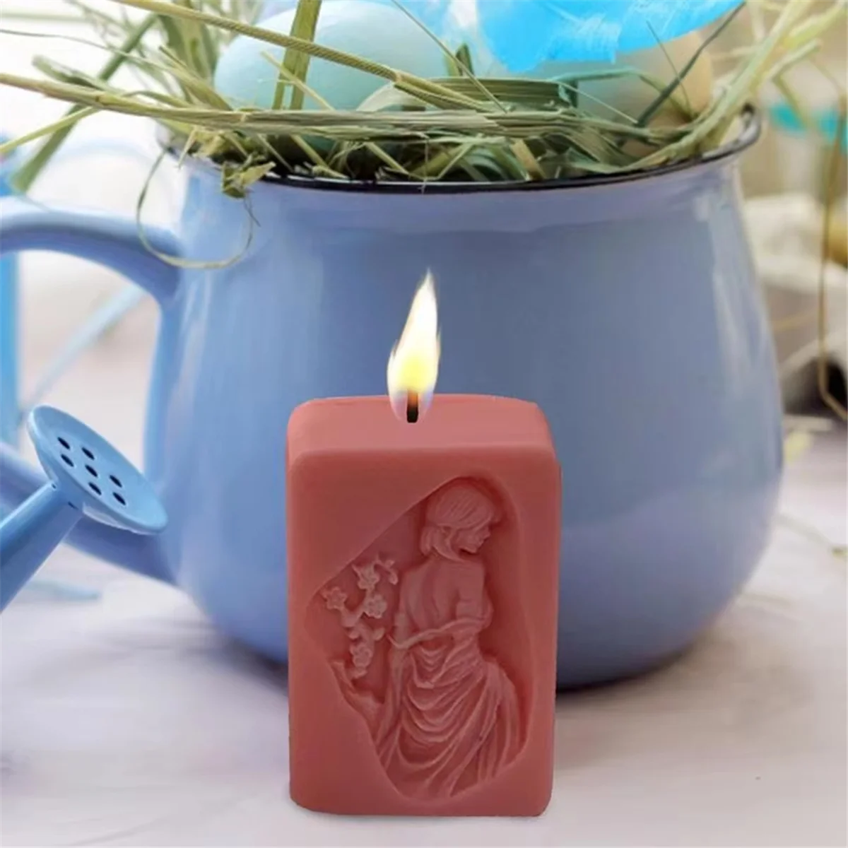 ABJZ فتاة قوالب سيليكون سيليكون الصابون صنع قوالب قالب خرسانة لزينة الطاولة قوالب الجص قابلة لإعادة الاستخدام الفن الحرفية