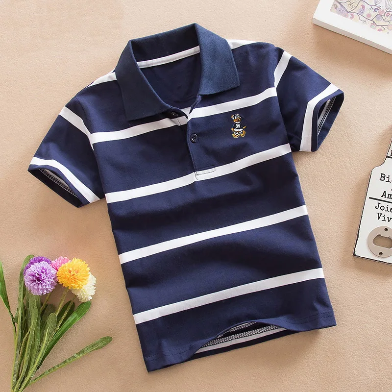 Boys Polo Tshirt Cotton Toddler Tops Quality Summer Children Tee Fashion Shirt Kids Clothes 3-14T