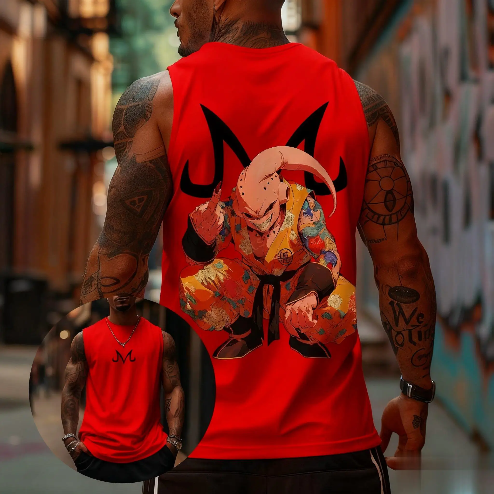 Camiseta sin mangas Dragon Ball Majin para hombre, ropa informal con estampado de Anime, chaleco sin mangas muscular, camisa de entrenamiento para gimnasio, moda informal ​ ​   Verano de 2025