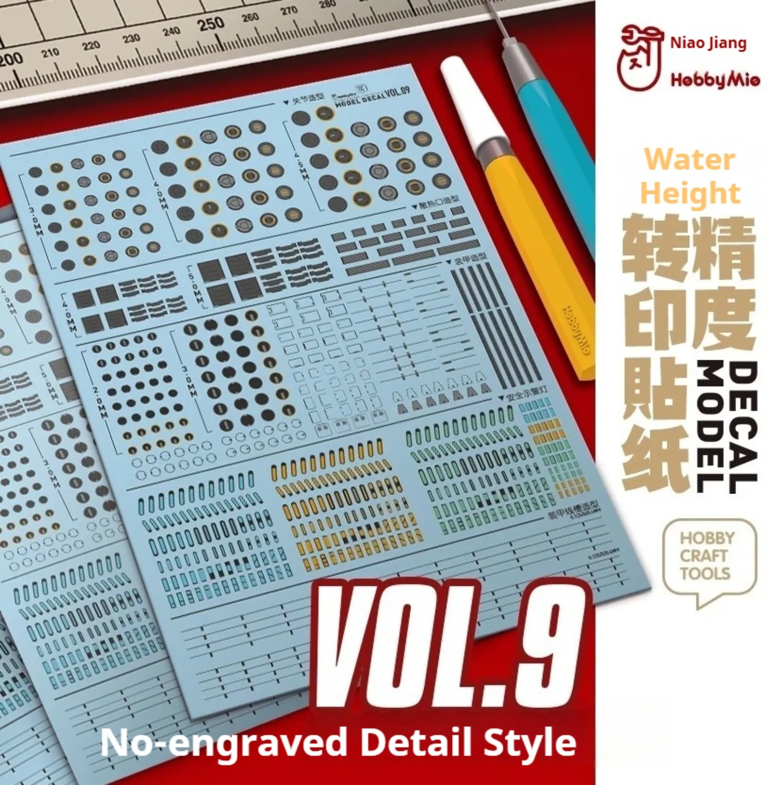 HOBBY MIO VOL9-001~004 High Precision Line-free Water Sticker Caution Line Detail Supplement Joint Decal Model Hobby DIY Tools