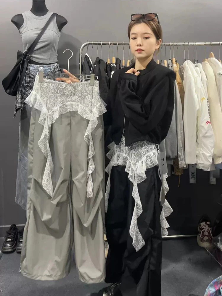 

Весна-лето 2025: асимметричная кружевная драпированная юбка и широкие брюки. Спецодежда. Индивидуальная персональная корейская версия.