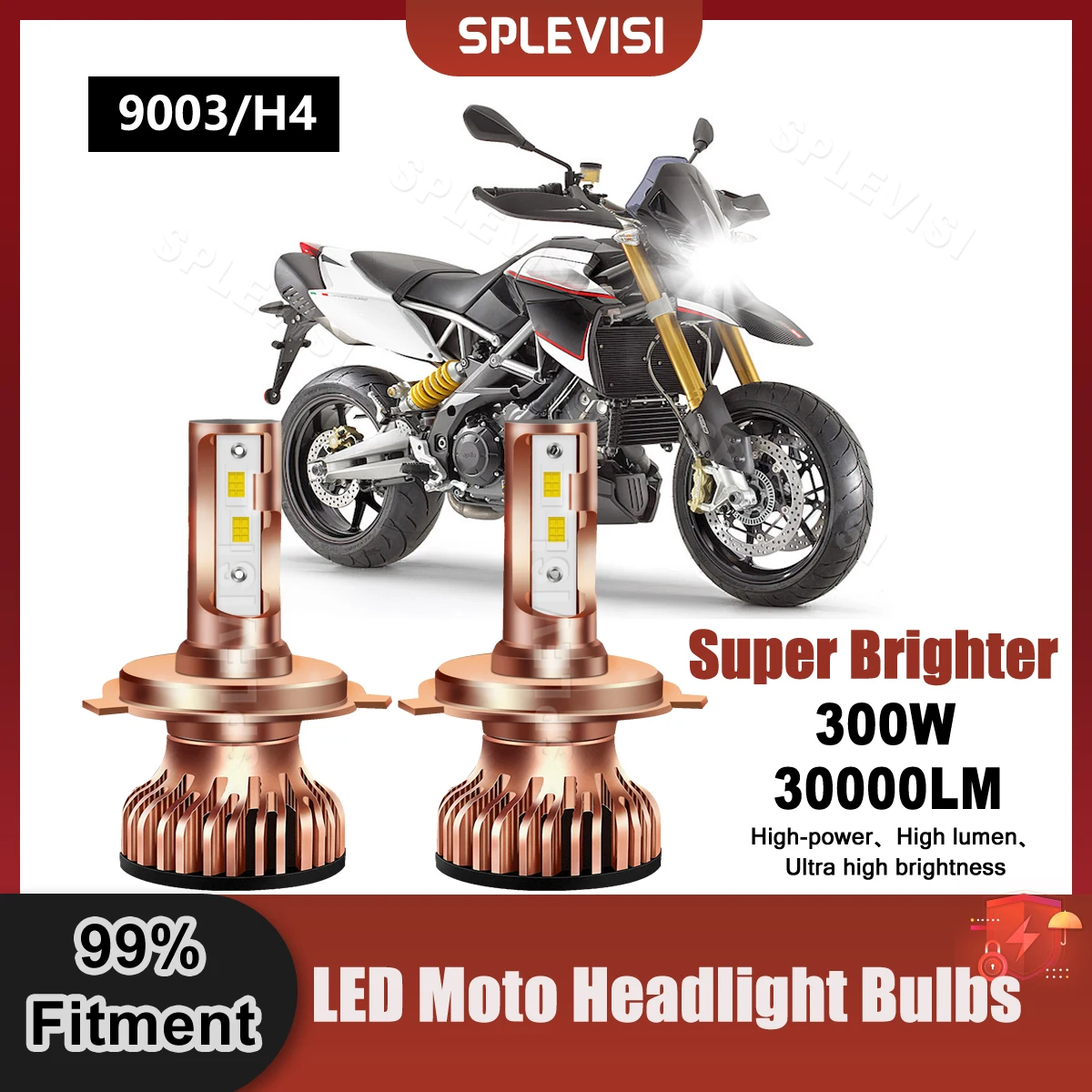 SPLEVISI H4/9003 All-In-One 6000K LED Headlight 30000LM 300W 9V-24V For Aprilia RXV550 2007 2008 2009 2010 Motorcycle Bulbs Part