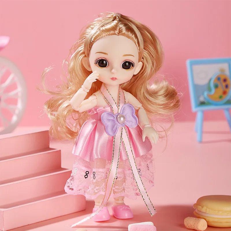 17cm Cross Dress Doll Cute Beautiful Fashion Simulation Princess Girl Ajustable Clothes Pretend Play House Kids Birthday Gift