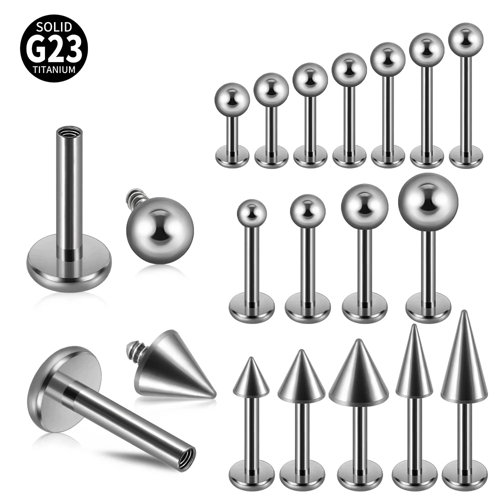 Dreamlee ASTM F136 Titanium Round Ball Spike  Internally Threaded Labret Monroe Lip Ring Tragus Nail Helix Earring Stud Piercing