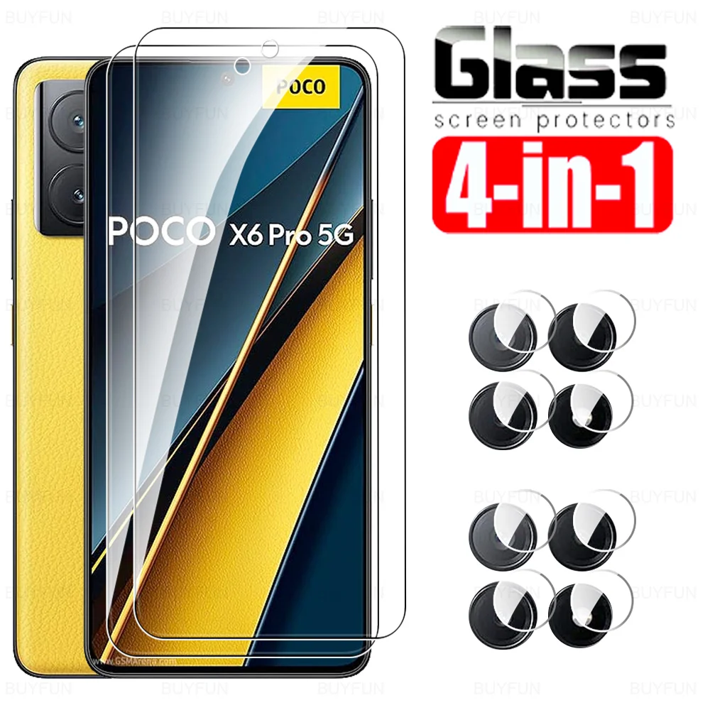 4-in-1 Glass For Xiaomi Poco X6 Pro 5G Camera Tempered Glass PocoX6 PocoX6Pro Pocco Little X 6 X6Pro Armor Lens Screen Protector