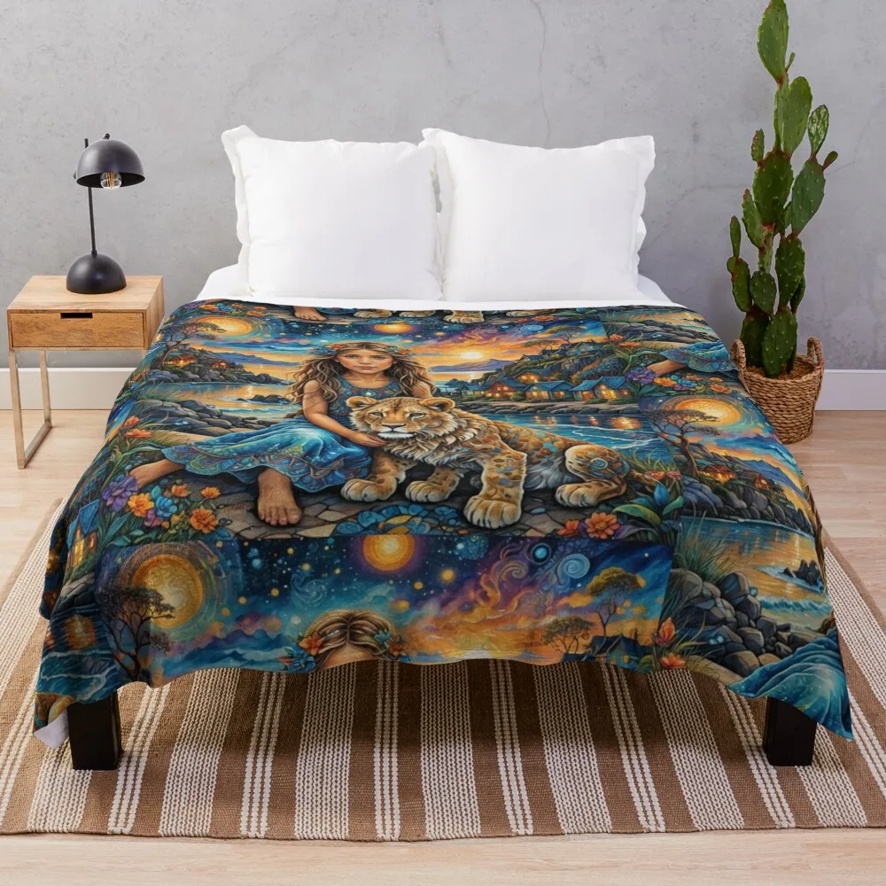 

She Dreamed of Courage Throw Blanket Warm halloween Soft Plush Plaid Blankets